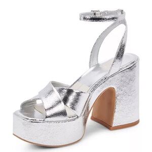 Dolce Vita Wessi Silver Platform Heeled Sandals